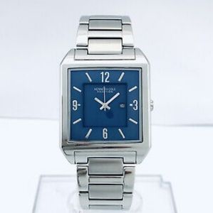 Kenneth Cole Men’s KC3742 Two Layer Blue Dial Square Slim Stainless Steel Watch